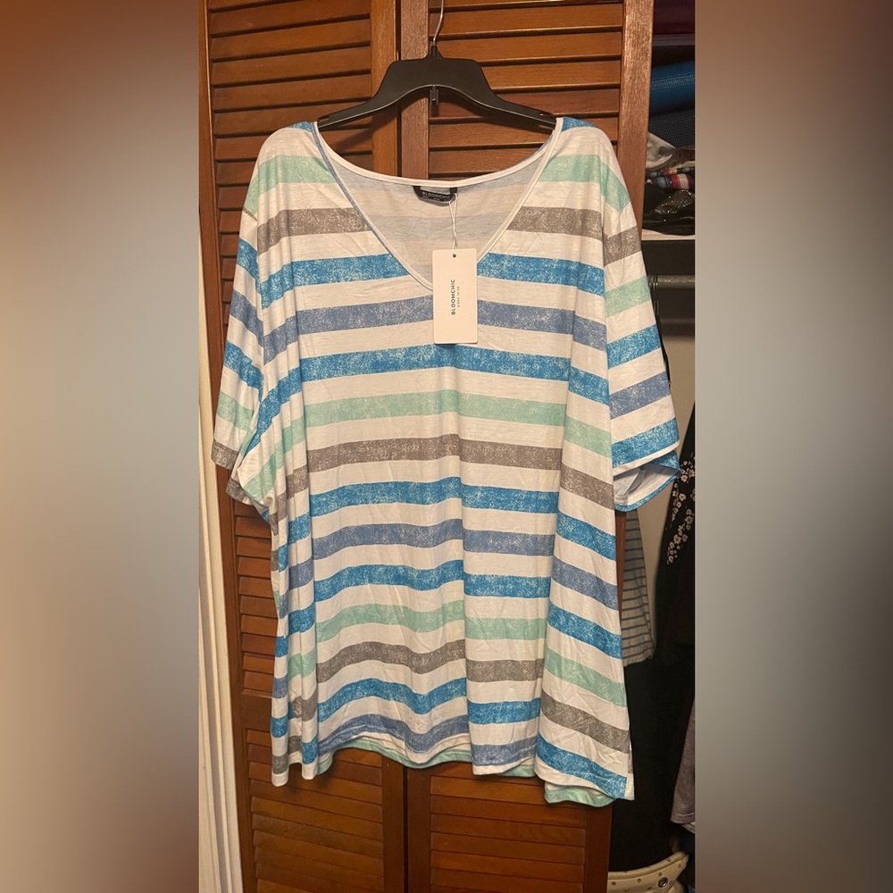 BloomChic Multicolor Striped Short Sleeve Tee